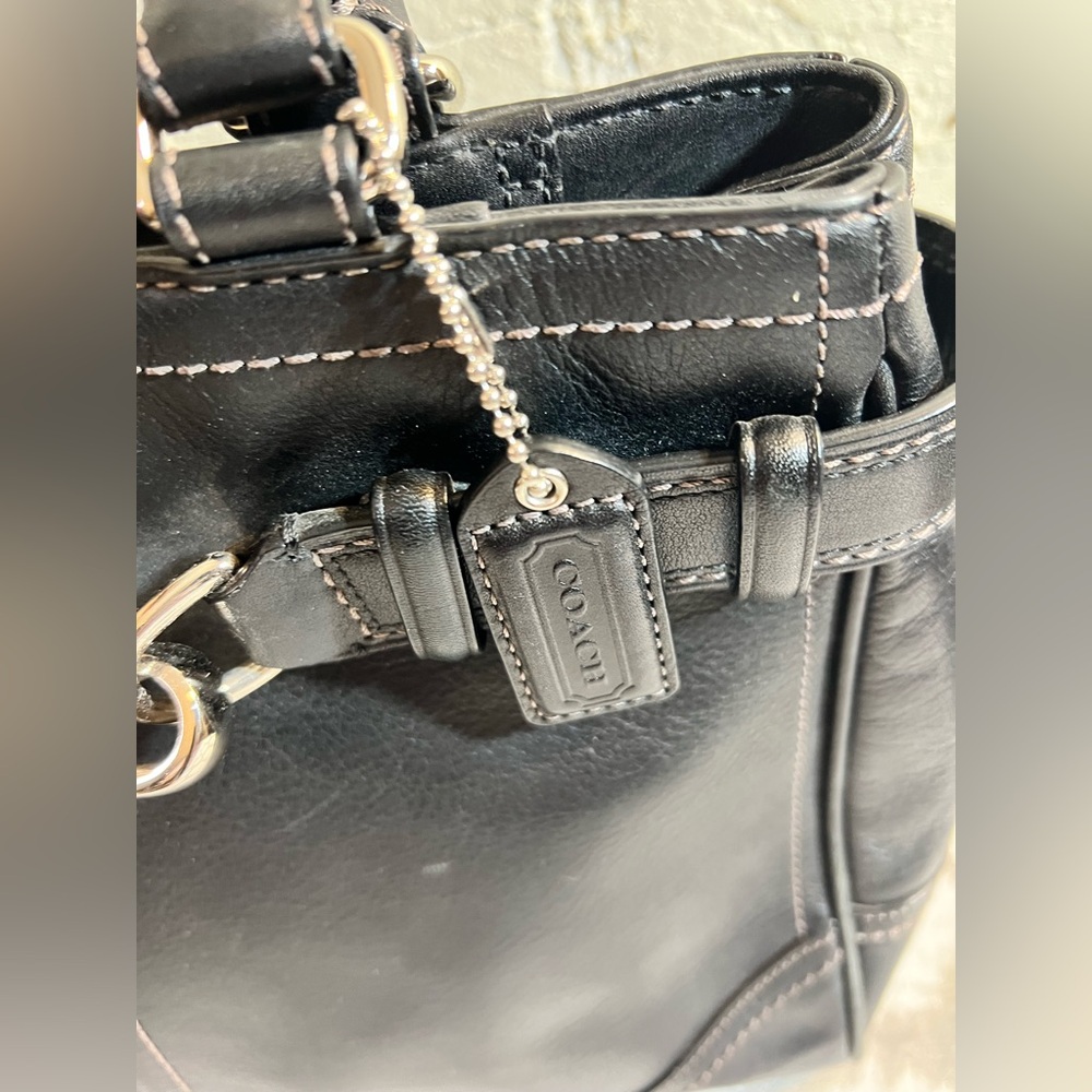 COACH Black Leather Handbag EUC - Picture 3 of 16